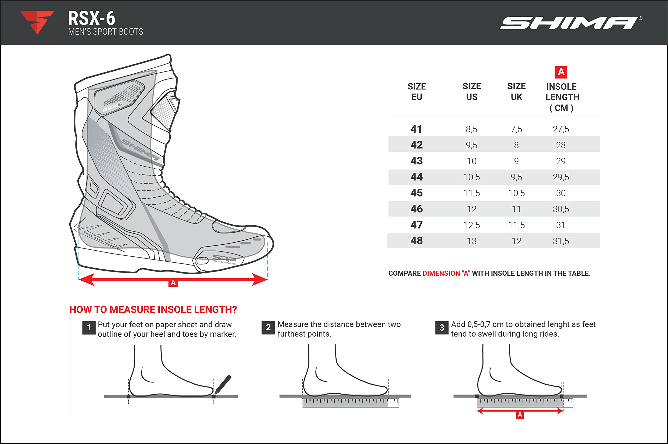 SHIMA RSX-6 Men's Motorcycle Stiffener Reinforced Leather Motorcycle Shoes with Side Zip, Ankle Support, Non-Slip Sole, Gear Stick - Image 3