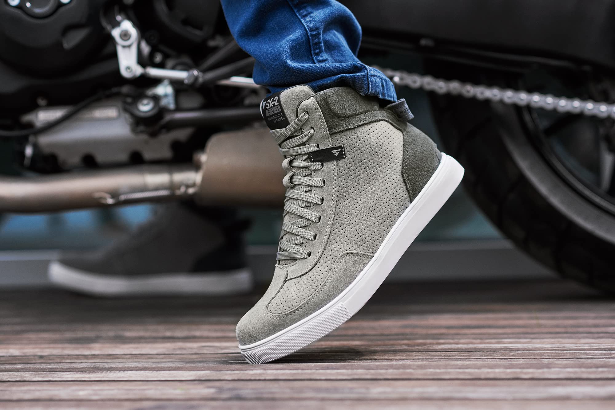 SHIMA SX-2 Evo Motorcycle Riding Shoes Men Boots Ventilated Leather Street Summer Suede Sport Stealth Touring Shoe Moto Footwear Bikers Powersports (Mens, Grey, 10.5) - Image 3